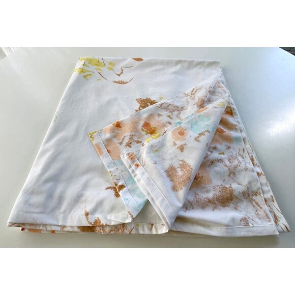 Vintage 70s flat sheet, peach, blue, yellow floral pastel full/double size bed - Picture 7 of 8